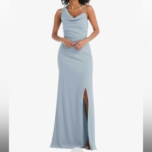 After Six NWT One Shoulder Draped Cowl Maxi Dress In Mist Size 8